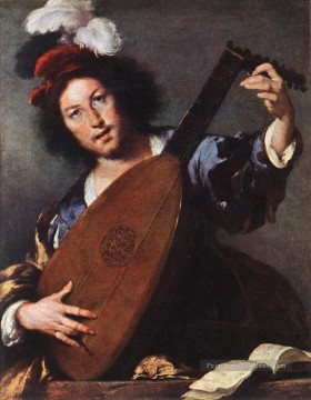 Joueur de luth italien Baroque Bernardo Strozzi Peinture à l'huile